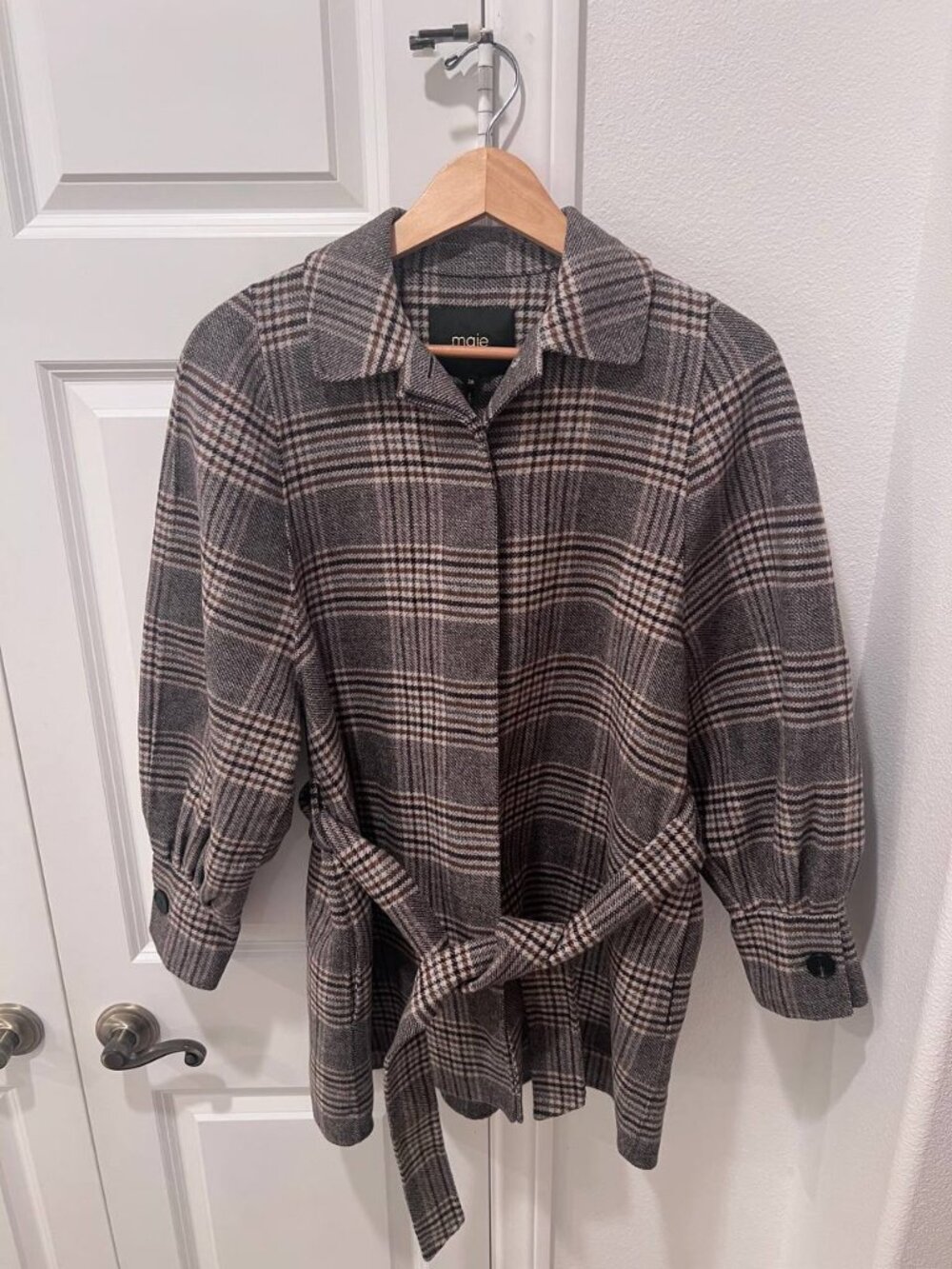 Maje Double-faced Plaid Checked Coat
